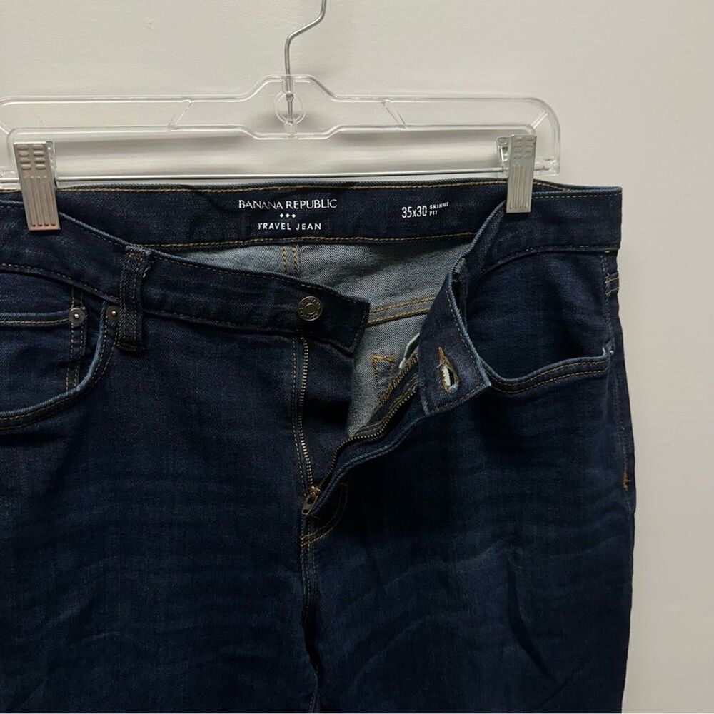 Banana Republic Travel Jeans | Men's Dark Navy Blue Straight Fit 35x30 - Picture 2 of 9